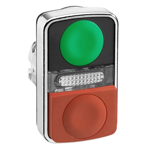 SCHNEIDER ELECTRIC - Doppeldrucktaster Frontelement XB4, Metall, 22mm, grün, rot vorst., bel.
