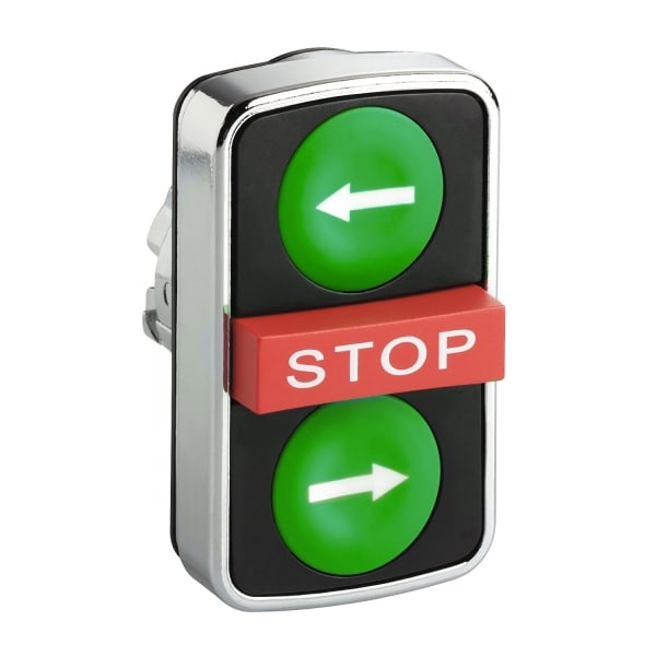SCHNEIDER ELECTRIC - Dreifachdrucktaster, Frontelement, XB4, Metall, 22mm, gn-rt, Pfeile/STOP, tast