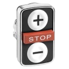 SCHNEIDER ELECTRIC - Dreifachdrucktaster, Frontelement, XB4, Metall, 22mm, ws-rt, Plus/Minus/STOP, tast