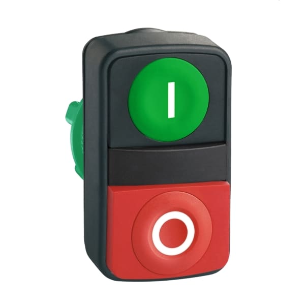 SCHNEIDER ELECTRIC - Doppeldrucktaster Frontelement XB5, Kunststoff, 22mm, rot, grün, O/I, tastend
