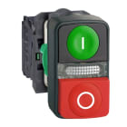 SCHNEIDER ELECTRIC - Doppeldrucktaster, XB5, Kunstst., bel., grün I, rot O, 22mm, tast, 1S+1Ö, 24VACDC