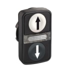 SCHNEIDER ELECTRIC - Doppeldrucktaster Frontelement XB5, Kunststoff, 22mm, ws-sw, Pfeile ob/unt, bel