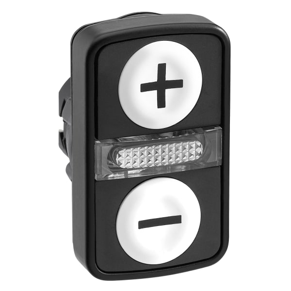SCHNEIDER ELECTRIC - Doppeldrucktaster Frontelement XB5, Kunststoff, 22mm, weiß, Plus/Minus, beleuc