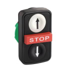 SCHNEIDER ELECTRIC - Dreifachdrucktaster weiß flach/rot vorstehend/schwarz flach Ø22mit Beschriftung