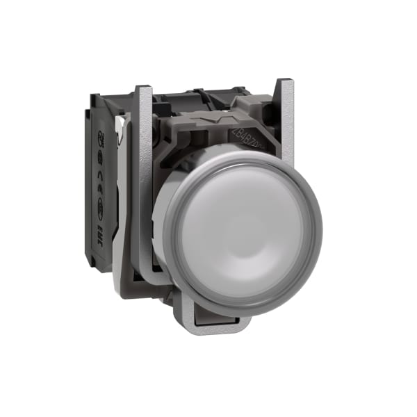 SCHNEIDER ELECTRIC - Leuchtdrucktaster, XB4, Metall, 22mm, weiß, LED, glatte Kalotte, 1S+1Ö, 24VACDC