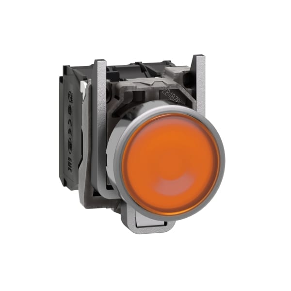 SCHNEIDER ELECTRIC - Leuchtdrucktaster, XB4, Metall, 22mm, orange, LED, glatte Kalotte, 1S+1Ö, 24VACDC