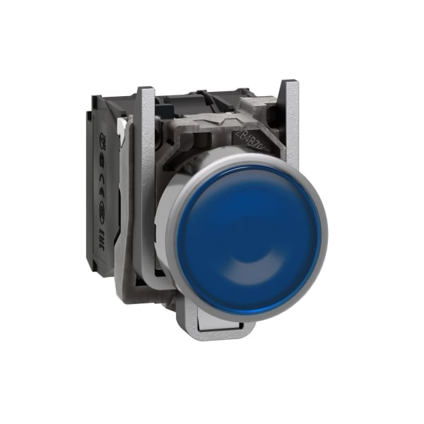 SCHNEIDER ELECTRIC - Leuchtdrucktaster, XB4, Metall, 22mm, blau, LED, glatte Kalotte, 1S+1Ö, 24VACDC