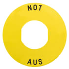 SCHNEIDER ELECTRIC - Schild Ø60 für Not-Halt/Not-Aus-Taster, NOT-AUS/Logo ISO13850