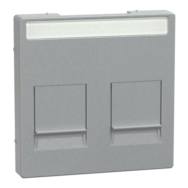 MERTEN - Zentralpl. f. Modular Jack 2f. m.Schriftf. u. Staubschutzsch., aluminium, Sys. M
