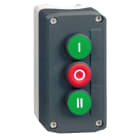 SCHNEIDER ELECTRIC - Aufbaugehäuse XALD, Kstst, dgr, 3 Drucktaster, weiß, rot, schwarz, I-O-II, 2S+1Ö
