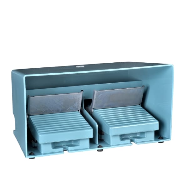 SCHNEIDER ELECTRIC - Fußschalter, Harmony XPE, doppelt, Metall, blau, 1-stufig, 4Ö+4S, IP66, mit Schutzhaube, mit Verriegelung