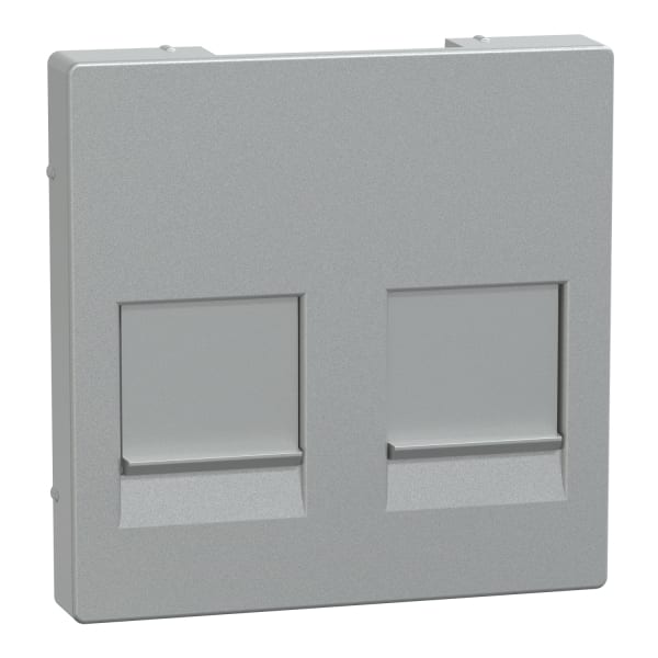 MERTEN - Zentralplatte für Modular Jack 2fach m. Staubschutzschieber, aluminium, System M
