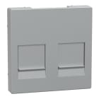 MERTEN - Zentralplatte für Modular Jack 2fach m. Staubschutzschieber, aluminium, System M