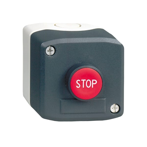 SCHNEIDER ELECTRIC - Aufbaugehäuse XALD, Kstst, dgr, 1 Drucktaster, rot, STOP, 1Ö