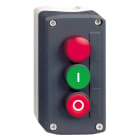 SCHNEIDER ELECTRIC - Aufbaugehäuse XALD, Kstst, dgr, 2 Druckt., gn-rt, I-O, 1 Leuchtm. 240VAC, 1S+1Ö