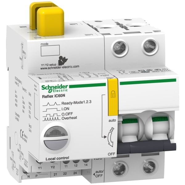 SCHNEIDER ELECTRIC - Reflex iC60N Ti24 16A 2P D, Fernschaltbarer Leitungsschutzschalter
