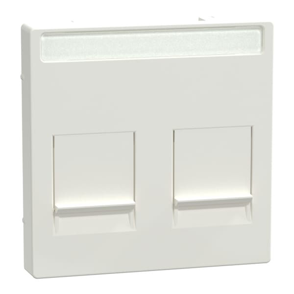 MERTEN - Zentralplatte für Modular Jack 2fach Schriftfeld+Staubschutzschieber, polarws gl
