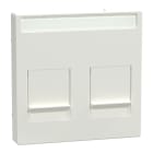MERTEN - Zentralplatte für Modular Jack 2fach Schriftfeld+Staubschutzschieber, polarws gl