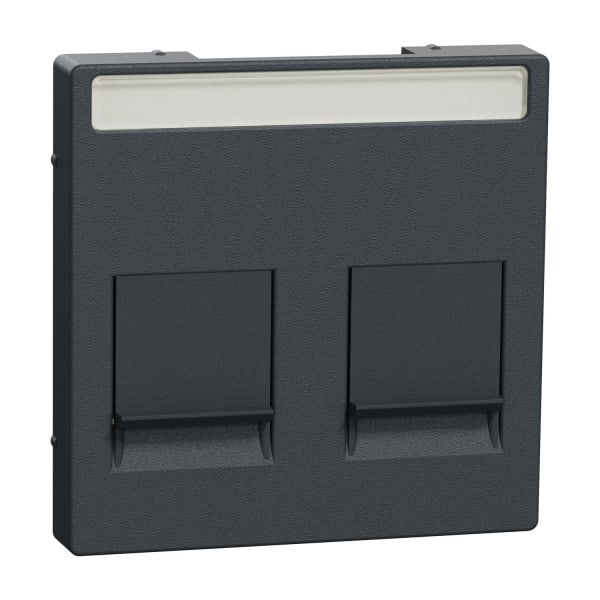 MERTEN - Zentralpl. f. Modular Jack 2f. m.Schriftf. u. Staubschutzsch., anthrazit, Sys. M