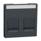 MERTEN - Zentralpl. f. Modular Jack 2f. m.Schriftf. u. Staubschutzsch., anthrazit, Sys. M
