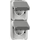 MERTEN - SCHUKO-Doppel-Steckdose, senkrecht angeordnet mit BRS, lichtgrau, AQUASTAR