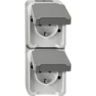 MERTEN - SCHUKO-Doppel-Steckdose, senkrecht angeordnet, lichtgrau, AQUASTAR