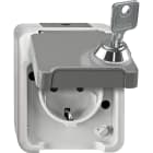 MERTEN - SCHUKO-Steckdose m. BRS, abschl. m. versch. Schließungen, lichtgrau, AQUASTAR