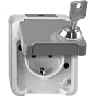 MERTEN - SCHUKO-Steckd. m. BRS, abschl. m. gl.n Schl./Schloss-Nr. 200, lichtgrau,AQUASTAR