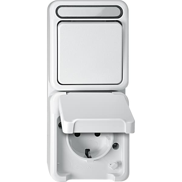 MERTEN - Kombination SCHUKO-Steckdose mit BRS/ Wechselschalter, polarweiß, AQUASTAR