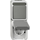 MERTEN - Kombination SCHUKO-Steckdose/ Wechselschalter, lichtgrau, AQUASTAR