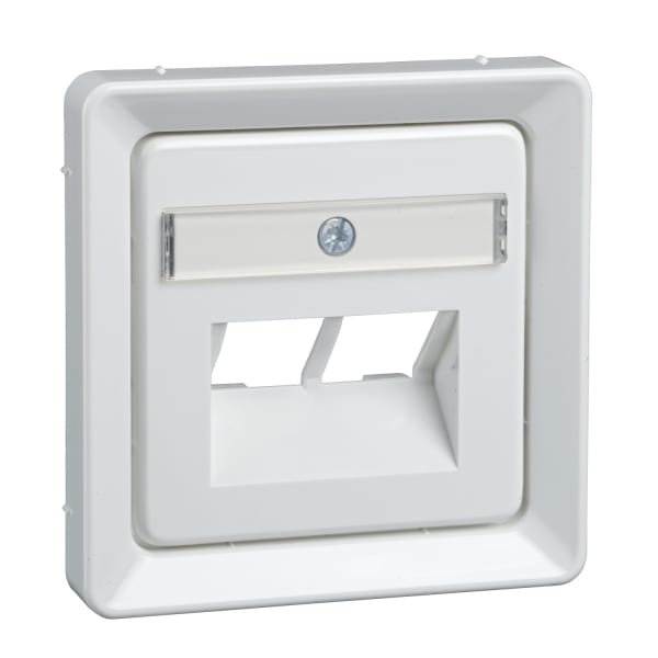 ELSO - Zentralplatte für 2xRJ45 mit Schriftfeld FASHION/RIVA/SCALA reinweiß