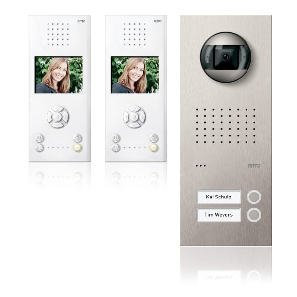 SCHNEIDER ELECTRIC - Acero pur Video-Set Freisprechstelle 2 WE, edelstahl/weiß