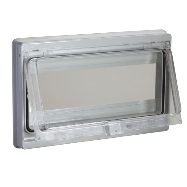 SAREL - Modulare Frontplatte m. abgedicht. Fenster IP55. Öffnung 46 x180mm (10 Module)