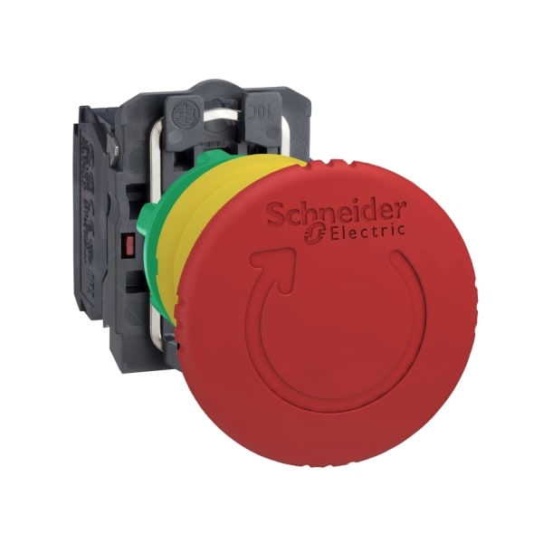 SCHNEIDER ELECTRIC - Not-Aus/Not-Halt-Schalter, XB5, Kunststoff, Drehentrieg., 22mm, Pilz 40mm, 1S+1Ö