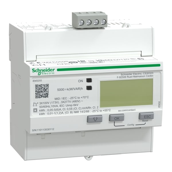 SCHNEIDER ELECTRIC - Energiezähler iEM3255, 3-ph, 1A/5A, erweit.Messfunktion, Modbus, 1E/1A, MID konform