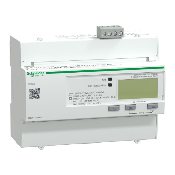 SCHNEIDER ELECTRIC - Energiezähler iEM3355, 3-ph, 125A, erweit.Messfunktion, Modbus, 1E/1A, MID konform