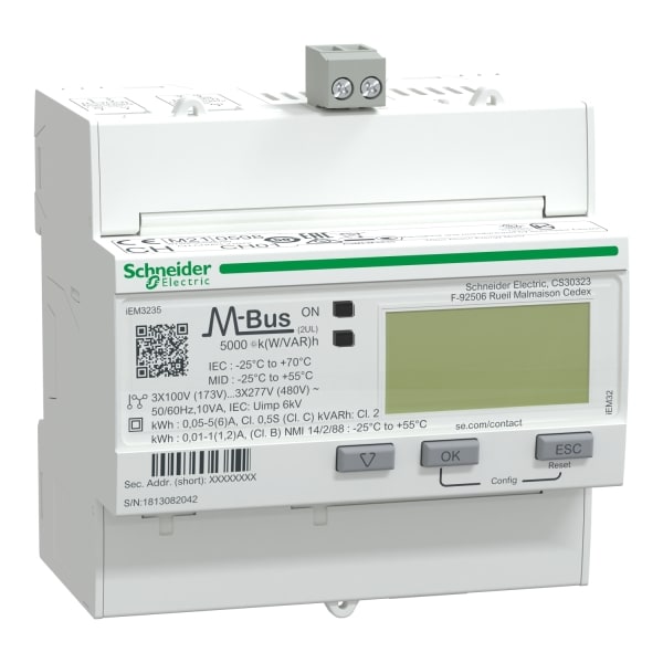 SCHNEIDER ELECTRIC - Energiezähler iEM3235, 3-ph, 1A/5A, erweit.Messfunktion, M-Bus, 1E/1A, MID konform