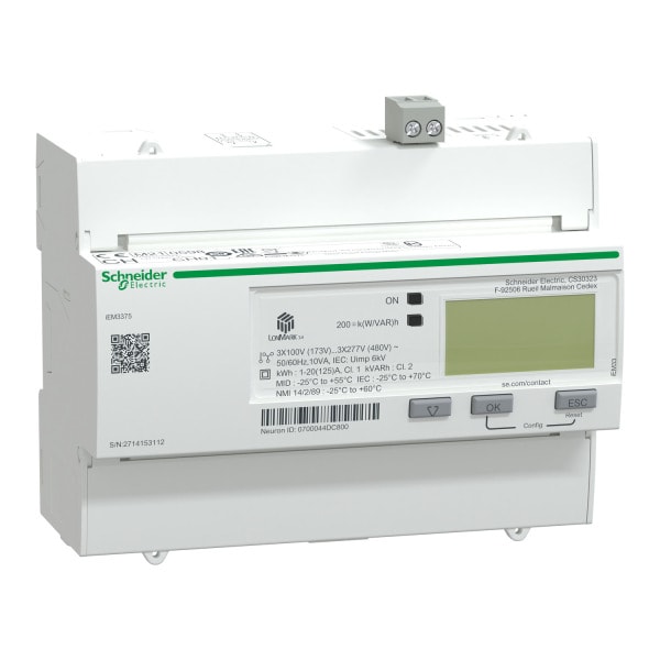 SCHNEIDER ELECTRIC - Energiezähler iEM3375, 3-ph, 125A, erweit.Messfunktion, LON, 1E, MID konform