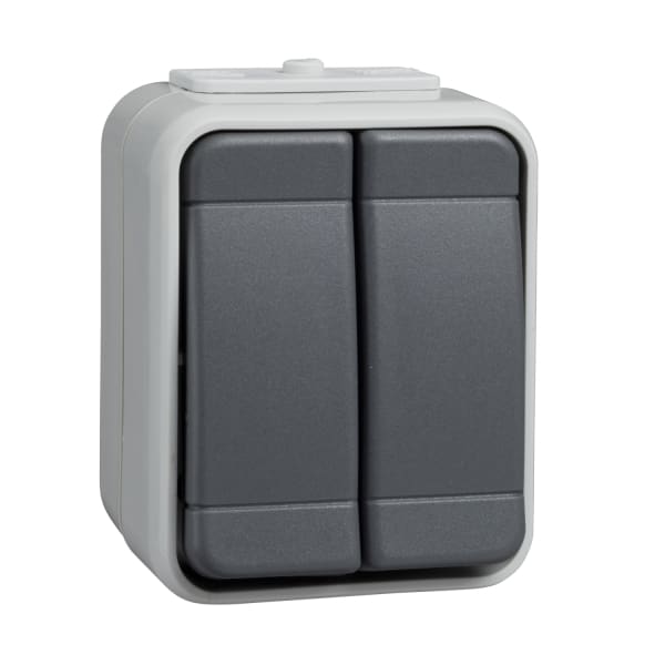 SCHNEIDER ELECTRIC - Doppeltaster 10A AquaTop Steckklemme licht/basaltgrau