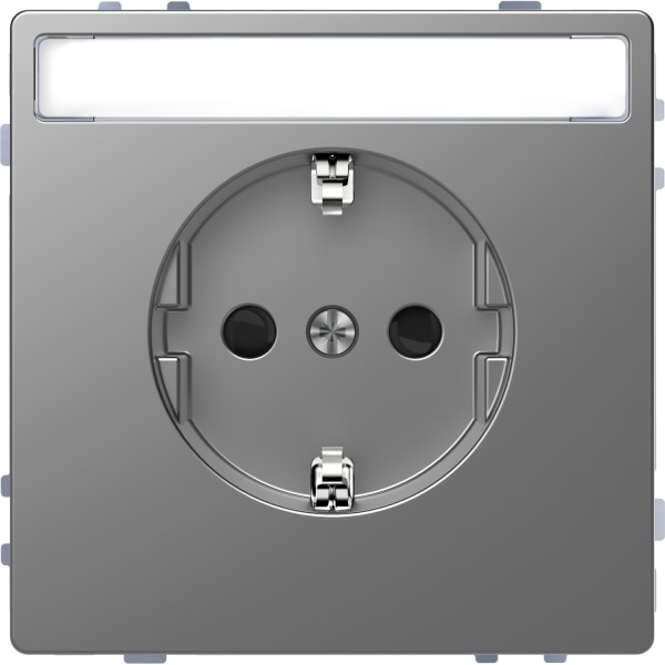 MERTEN - SCHUKO-Steckdose mit Schriftfeld, BRS, Steckklemmen, Edelstahl, System Design