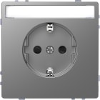 MERTEN - SCHUKO-Steckdose mit Schriftfeld, BRS, Steckklemmen, Edelstahl, System Design