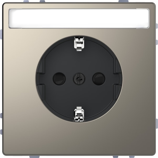 MERTEN - SCHUKO-Steckdose mit Schriftf., BRS, Steckklemmen, Nickelmetallic, System Design