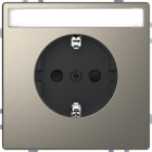 MERTEN - SCHUKO-Steckdose mit Schriftf., BRS, Steckklemmen, Nickelmetallic, System Design