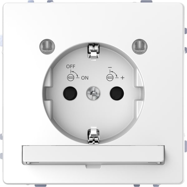 MERTEN - SCHUKO-Steckdose, Lichtauslass+LED-Beleuchtungs-Modul, BS, Steckklemmen, Lotosweiß