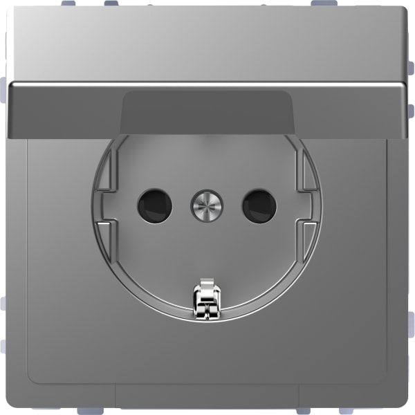MERTEN - SCHUKO-Steckdose mit Klappdeckel, BRS, Steckklemmen, Edelstahl, System Design