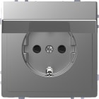 MERTEN - SCHUKO-Steckdose mit Klappdeckel, BRS, Steckklemmen, Edelstahl, System Design