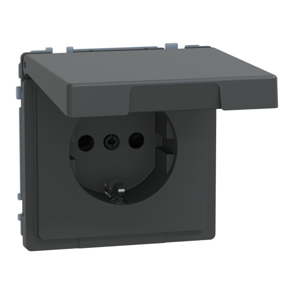 MERTEN - SCHUKO-Steckdose mit Klappd., IP44, BRS, Steckklemmen, Anthrazit, System Design