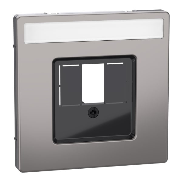 MERTEN - Zentralpl. m. rechteckigem Ausschnitt u. Schriftf., Nickelmetallic, Sys. Design