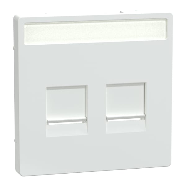 MERTEN - Zentralplatte für Modular Jack 2fach Schriftfeld+Staubschutzschieber, Lotosweiß