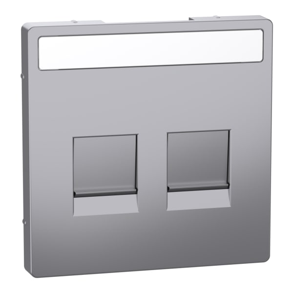 MERTEN - Zentralpl.f. Modular Jack 2f.m.Schriftf. u. Staubschutzsch., Edelst.,Sys. Design